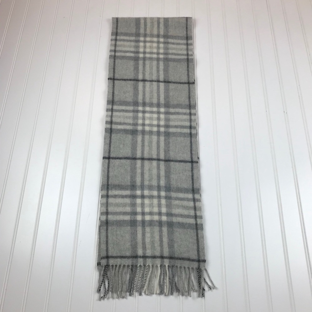 Edinburgh 100% Soft Cashmere Scarf Gray Plaid - Picture 5 of 10